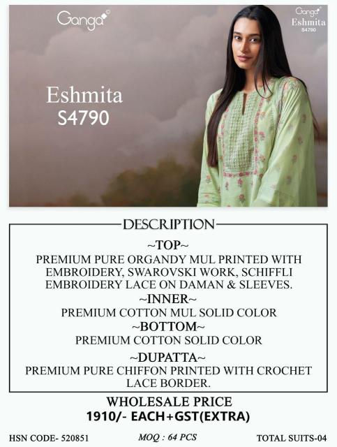 Ganga eshmita 4790 wholesale printed dress material on amazon